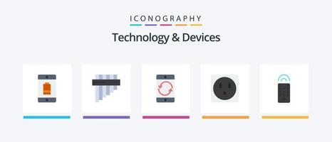 Devices Flat 5 Icon Pack Including tv. control. arrow. socket. mobile. Creative Icons Design vector