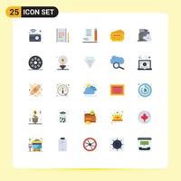 25 Universal Flat Color Signs Symbols of industry station jotter ticket scratch pad Editable Vector Design Elements