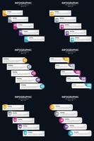 plantilla de diapositiva de presentación del paquete de infografías vectoriales 6 diagramas de ciclo de 5 pasos y líneas de tiempo vector