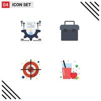 Editable Vector Line Pack of 4 Simple Flat Icons of resume circular setting equipment shape Editable Vector Design Elements