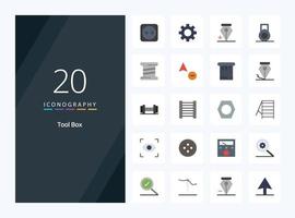 20 Tools Flat Color icon for presentation vector