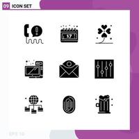 9 User Interface Solid Glyph Pack of modern Signs and Symbols of communication hardware clover desktop lucky Editable Vector Design Elements