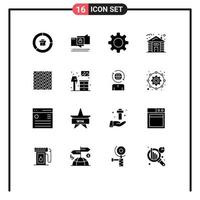 paquete de iconos de vector de stock de 16 signos y símbolos de línea para elementos de diseño de vector editables de configuración de casa segura de cabaña de azulejos