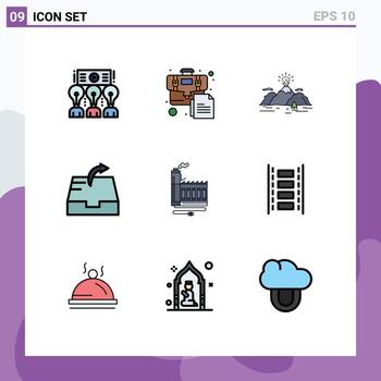 paquete de 9 colores planos creativos de línea de relleno de elementos de diseño vectorial editables de correo de documento de buzón de consumo vector