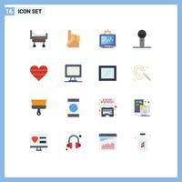 Mobile Interface Flat Color Set of 16 Pictograms of love technology computer products electronics Editable Pack of Creative Vector Design Elements