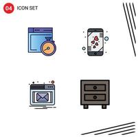 Universal Icon Symbols Group of 4 Modern Filledline Flat Colors of file notification computing mobile cabinet Editable Vector Design Elements