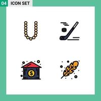 4 Thematic Vector Filledline Flat Colors and Editable Symbols of accesoris dollar house neckles winter real estate Editable Vector Design Elements