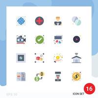 Mobile Interface Flat Color Set of 16 Pictograms of camera medical medical health repair Editable Pack of Creative Vector Design Elements