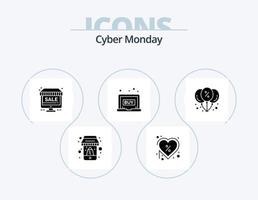 Cyber Monday Glyph Icon Pack 5 Icon Design. balloon. click. offer. buy. shop vector