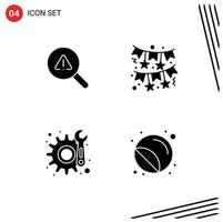 4 Universal Solid Glyphs Set for Web and Mobile Applications find maintenance error red labels Editable Vector Design Elements