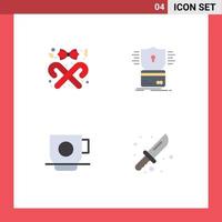 4 Thematic Vector Flat Icons and Editable Symbols of ribbon hack christmas creditcard coffee Editable Vector Design Elements