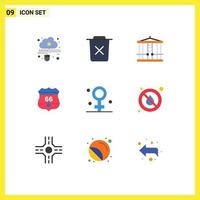 9 Universal Flat Colors Set for Web and Mobile Applications security shield remove american killer Editable Vector Design Elements