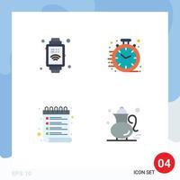 Universal Icon Symbols Group of 4 Modern Flat Icons of hand watch wish fast office tea Editable Vector Design Elements