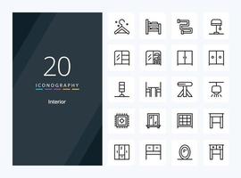 20 Interior Outline icon for presentation vector