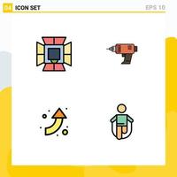 Set of 4 Modern UI Icons Symbols Signs for illumination electronics professional power arrows Editable Vector Design Elements