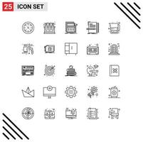 Pictogram Set of 25 Simple Lines of script file internet coding wireframe Editable Vector Design Elements