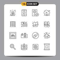 16 iconos creativos signos y símbolos modernos de documentos de dispositivos de cajones de almacenamiento elementos de diseño vectorial editables de Internet vector