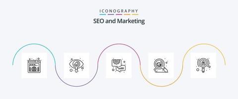 paquete de iconos seo line 5 que incluye inversor. crecimiento. negocio. SEO orgánico vector