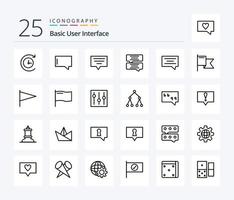 Basic 25 Line icon pack including message. topology. basic. social. user vector