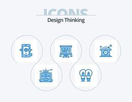 Design Thinking Blue Icon Pack 5 Icon Design. presentation. analytics. pencil. composing. pencil vector