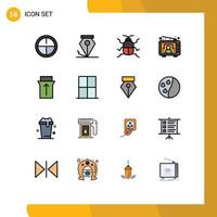 Universal Icon Symbols Group of 16 Modern Flat Color Filled Lines of furniture slide insect gesture tv Editable Creative Vector Design Elements