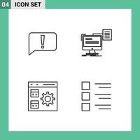 Paquete de 4 líneas de interfaz de usuario de signos y símbolos modernos de la aplicación de chat ui imprimir desarrollar elementos de diseño vectorial editables vector