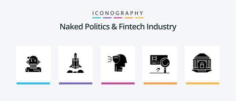 Naked Politics And Fintech Industry Glyph 5 Icon Pack Including fraud. card. startup. banking. shield. Creative Icons Design vector