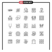 25 Thematic Vector Lines and Editable Symbols of education stand labour shopping ecommerce Editable Vector Design Elements