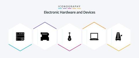 Devices 25 Glyph icon pack including music. instrument. music. audio. devices vector
