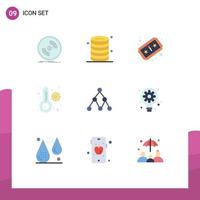 Modern Set of 9 Flat Colors and symbols such as link temperature server meter play Editable Vector Design Elements