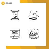 Pack of 4 Modern Filledline Flat Colors Signs and Symbols for Web Print Media such as ramadan web advert cloud advert space Editable Vector Design Elements