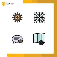 4 Thematic Vector Filledline Flat Colors and Editable Symbols of settings snowflake production work chat Editable Vector Design Elements