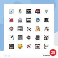 25 iconos creativos signos y símbolos modernos de brillo vehículo navegador transporte autobús elementos de diseño vectorial editables vector