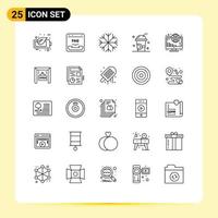 Mobile Interface Line Set of 25 Pictograms of investment milkshake help ice drink Editable Vector Design Elements