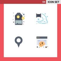 Group of 4 Modern Flat Icons Set for barcode location factory waste pin Editable Vector Design Elements