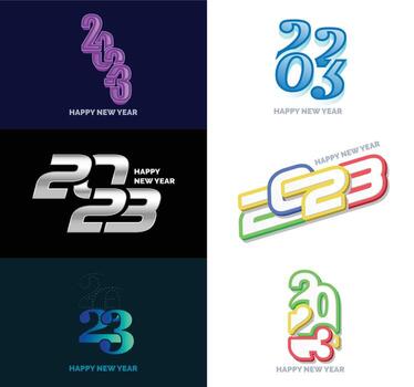 gran conjunto de 2023 feliz año nuevo diseño de texto de logotipo plantilla de diseño de número 2023 vector