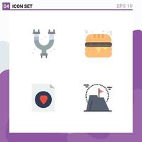 4 User Interface Flat Icon Pack of modern Signs and Symbols of mechanical file plumbing burger flag Editable Vector Design Elements