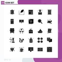 User Interface Pack of 25 Basic Solid Glyphs of window christmas basic security people Editable Vector Design Elements