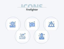 bombero icono azul paquete 5 diseño de iconos. riesgo. alerta. alarma. médico. bolso vector
