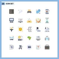 Group of 25 Flat Colors Signs and Symbols for shopping device knowledge cart conversation Editable Vector Design Elements