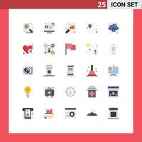 Universal Icon Symbols Group of 25 Modern Flat Colors of cancer online graph magnifying computing socket Editable Vector Design Elements