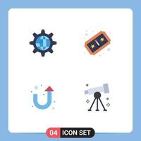 Mobile Interface Flat Icon Set of 4 Pictograms of global arrow gear game u turn Editable Vector Design Elements