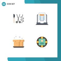 Stock Vector Icon Pack of 4 Line Signs and Symbols for instruments bakery medical news bread Editable Vector Design Elements