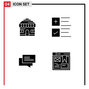 símbolos de iconos universales grupo de 4 glifos sólidos modernos de construcción de texto de comercio electrónico diseño comercial elementos de diseño vectorial editables vector