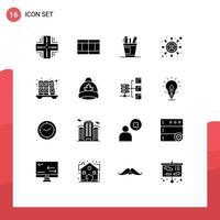 16 Universal Solid Glyphs Set for Web and Mobile Applications money investment pen tools supplies Editable Vector Design Elements