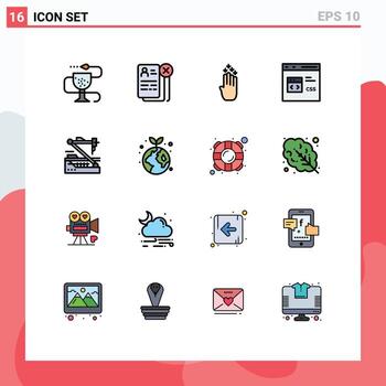 User Interface Pack of 16 Basic Flat Color Filled Lines of develop coding job code gesture Editable Creative Vector Design Elements