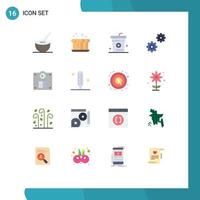 Pictogram Set of 16 Simple Flat Colors of options controls food meal drinks Editable Pack of Creative Vector Design Elements