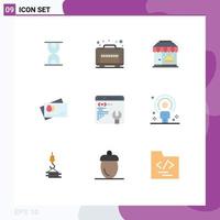 Pack of 9 Modern Flat Colors Signs and Symbols for Web Print Media such as human setting hotel web page easter Editable Vector Design Elements