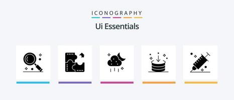 Ui Essentials Glyph 5 Icon Pack Including import. down. jigsaw. direction. ui. Creative Icons Design vector