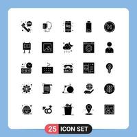 conjunto de 25 iconos modernos de la interfaz de usuario símbolos signos para el cuidado de la salud batería de advertencia móvil elementos de diseño vectorial editables vector